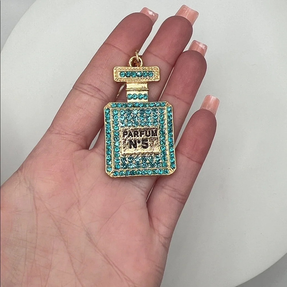 1406. Gold and Turquoise Keychain with CD Charm